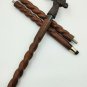 Metal Dragon Head Style Handle Canes Wood Walking Stick 3 Part Open Easily