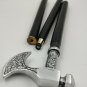 Metal Axe Head Style Handle Canes Wood Walking Stick 3 Part Open Easily