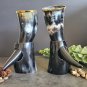 Set of 3 Real Buffalo Horn Mug beer drinking mug with stand Viking style
