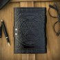 Wicca Leather journal black pentagram embossed blank spell Notebook Vintage