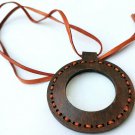 Vintage Leather Strap Necklace Magnifying Glass Magnifier Pendant