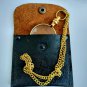 Brass mini magnifying glass magnifier with chain and Leather cover paper reader