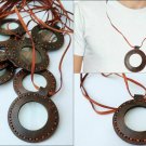 Set of 12 Leather Magnifier Necklace Pendant Antique Style Vintage magnifier
