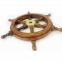 Handmade 18'' Gaston Turcotte Carved Steering Teak Brass Ship Wheel Wooden