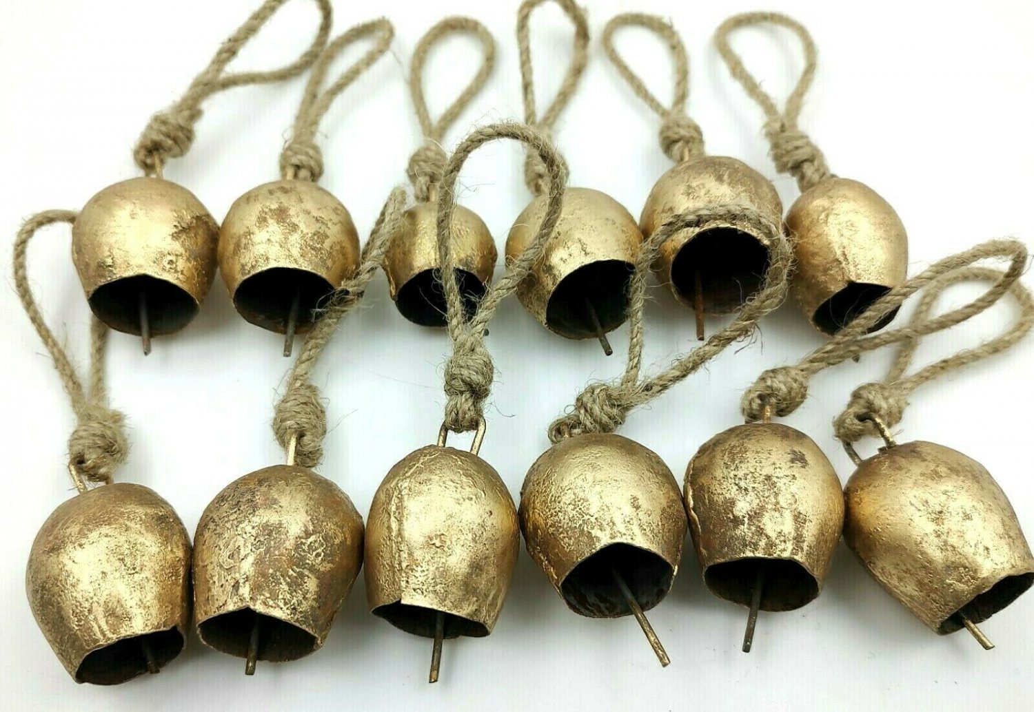 Round Rustic Tin Bells Christmas D&Atilde;&copy;cor Bells Set of 6 Cow Bell, Festive d&Atilde;&copy;cor