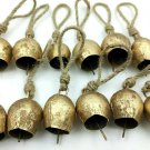 Round Rustic Tin Bells Christmas Décor Bells Set of 6 Cow Bell, Festive décor