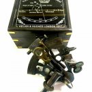 Antique Style Brass Sextant Nautical Marine With Wood Box Navigation Gift