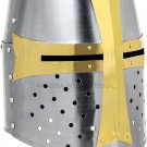 Medieval Crusader Helmet Armour Templar Knight Helmet Silver Color Brass Design