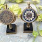 Antique Brass Desk clock Vintage style Marble Base Table Top Decorative