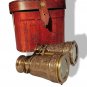 Antique Marine Brass Binocular Vintage Handheld Opera Glasses with Leather Box
