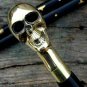 Vintage stylish brass skull head handmade handle Victorian wooden walking stick
