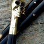Vintage stylish brass skull head handmade handle Victorian wooden walking stick