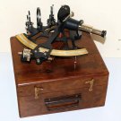Nautical Hand-Made 8" Brass Sextant with Wooden Box Working Navigational