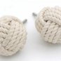 Set of 2 White Cotton Rope Door Knobs/Rope Knot Drawer Pulls and Knobs/Pull
