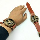 Brass Made Sundial Compass Wrist Watch Leather nautical Perfect Gifts Christmas