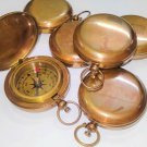 Antique Brown Set of 6 Brass Push Button Pocket Lid Compass Nautical Compass