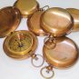 Antique Brown Set of 6 Brass Push Button Pocket Lid Compass Nautical Compass