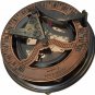 Antique Sundial Compass Replica 4in - Solid Brass Pocket Sundial Hexagon Box