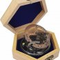Antique Sundial Compass Replica 4in - Solid Brass Pocket Sundial Hexagon Box