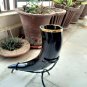 Real Ox Horn Mug Drinking Beer Viking Style Beautiful Metal Stand For Decorative
