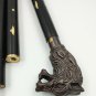 Metal Wolf Head Style Handle Canes Wood Walking Stick 3 Part Open Easily
