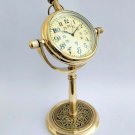 Shiny Brass Desk clock Vintage style Shiny Finish Table Top Decorative