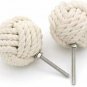 Set of 6 White Cotton Rope Door Knobs/Rope Knot Drawer Pulls and Knobs/Pull