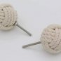 Set of 6 White Cotton Rope Door Knobs/Rope Knot Drawer Pulls and Knobs/Pull