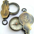 Set of 2 Brass Flip out Compass And Magnifying Glass Vintage magnifier Unique