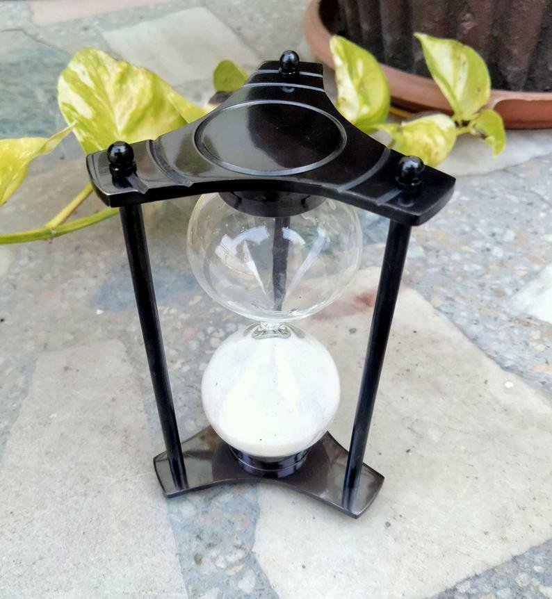 Brass Black Sand Timer White Sand Hourglass Collectible Nautical Gift