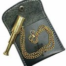 Brass mini telescope with chain and Leather cover nautical lovers gifts