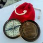 Antique Brass Nautical Poem Compass With velvet Pouch Bag Collectible Gift