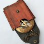 Antique Brown Finish Brass sundial compass Push Button chain with Leather cover