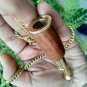 Brass Wood Grip Mini Telescope 2 Fold Necklace chain Collectible Gift