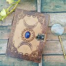 Vintage Leather Journal third eye stone journal Diary With Brass Magnifier