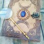 Vintage Leather Journal third eye stone journal Diary With Brass Magnifier