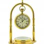 Brass Shiny Polished Desk Clock Base Compass Victorian Style Table Decorative