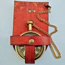 Brass Victorian Pocket Watch Chain With Leather Holder Nice finish