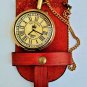 Brass Victorian Pocket Watch Chain With Leather Holder Nice finish