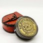 Antique Brass 2" Boy Scouts calendar poem compass with leather case