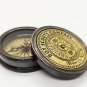 Antique Brass 2" Boy Scouts calendar poem compass with leather case