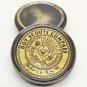 Antique Brass 2" Boy Scouts calendar poem compass with leather case