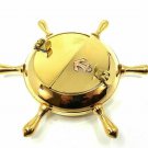 Brass Finish Nautical Brass Ship Wheel Design Table Ashtray Anchor inlay