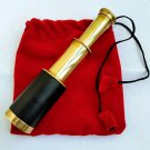 Brass Pocket Telescope Leather Grip With Velvet Pouch Bag For Easy carry