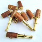 Set of 10 Brass Made Mini Telescope Wood Grip Keychains Nautical Gift