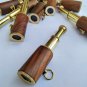 Set of 10 Brass Made Mini Telescope Wood Grip Keychains Nautical Gift
