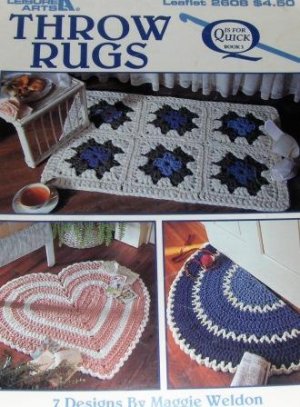 Leisure Arts Crochet Quick Throw Rugs, Crochet 7 Designs by Maggie Weldon, Leaflet 2608
