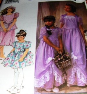 Flower Girl, pagent, Jr. Bridesmaid Dress Sewing Pattern Simplicity  7082 Size 2-6x