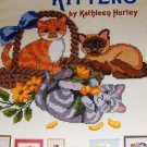 Cross Stitch Pattern Kittens, Siamese, Tiger, Playful cats in the flowers
