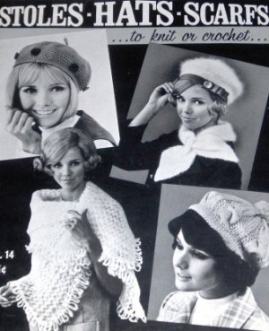 Stoles Hats Scarfs BoHo style from 1963 Knit or Crochet